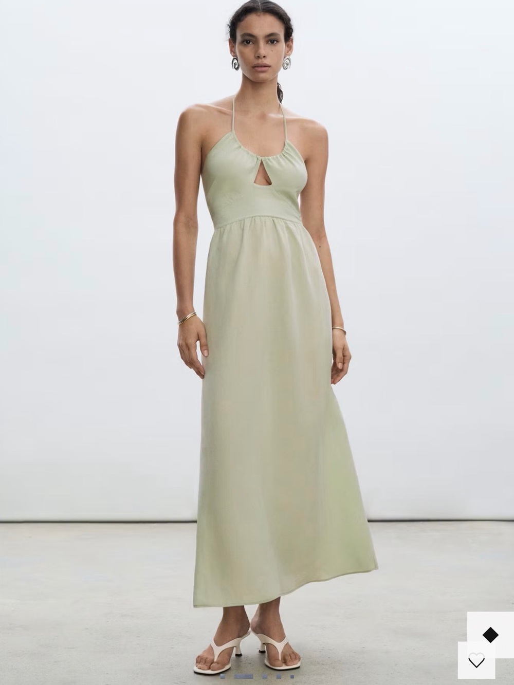 Mango Halter Maxi Dress in Sage Green